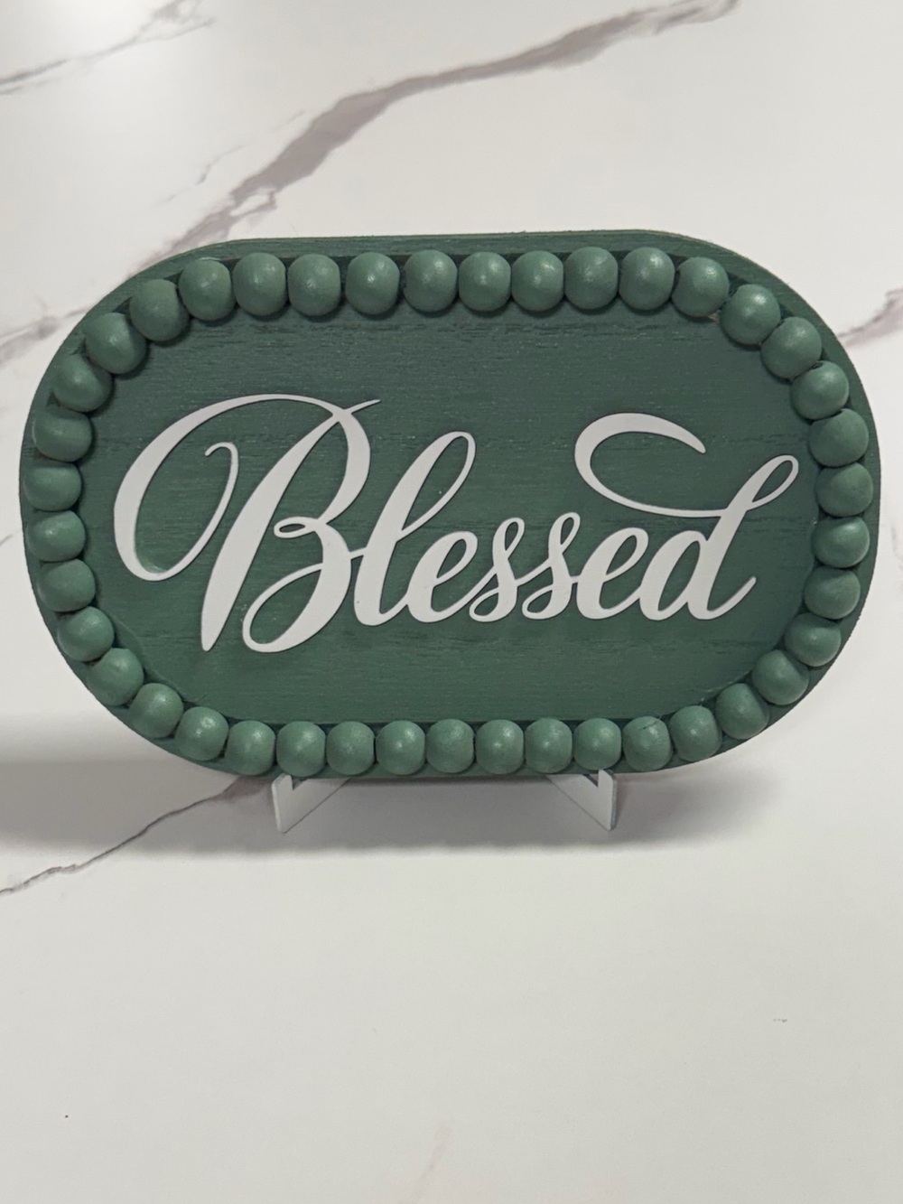 Blessed Beaded Accent Sign - Green and White